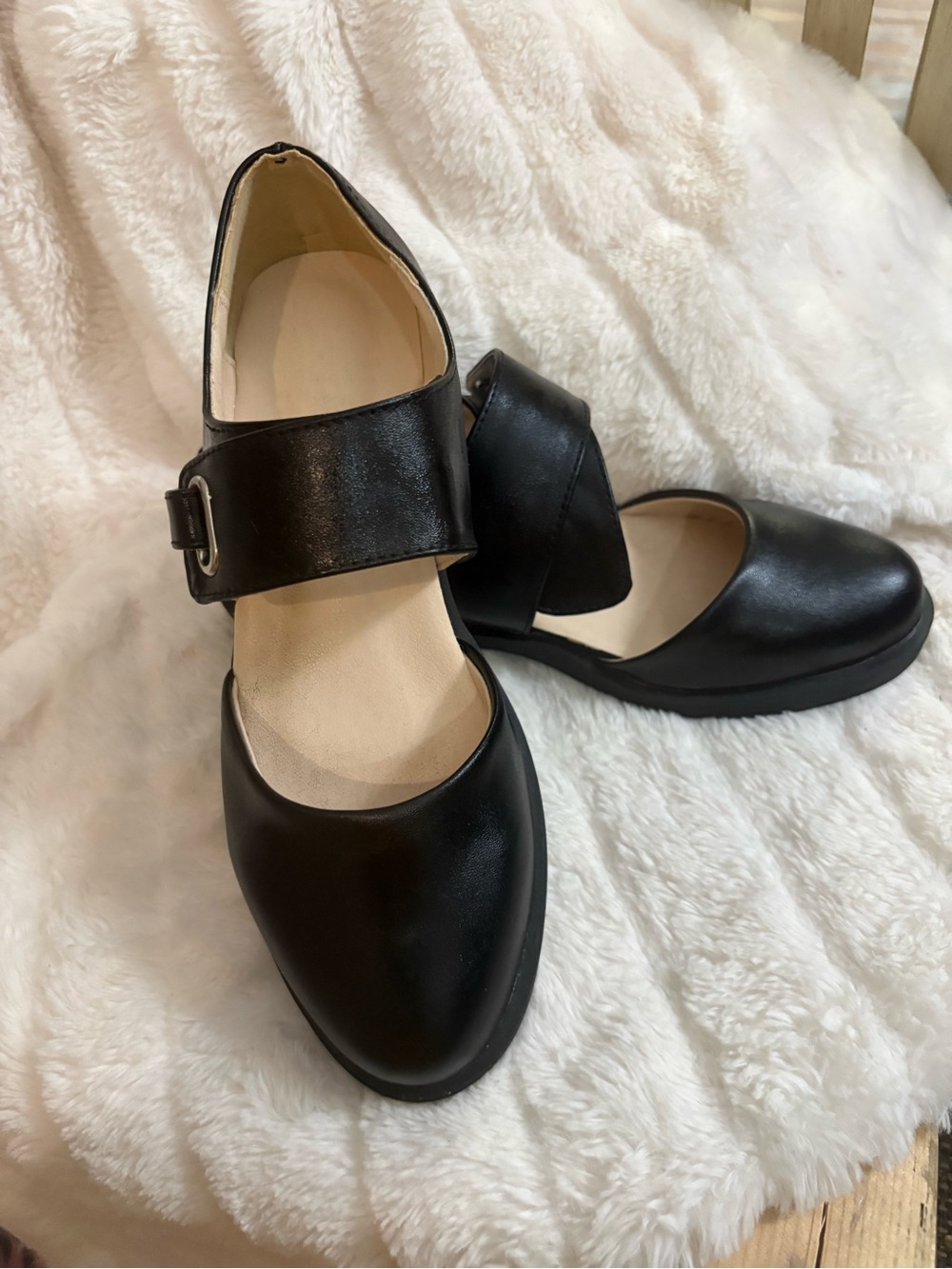 Black Mary Jane Flats with Buckle Strap - Picture 2 of 9